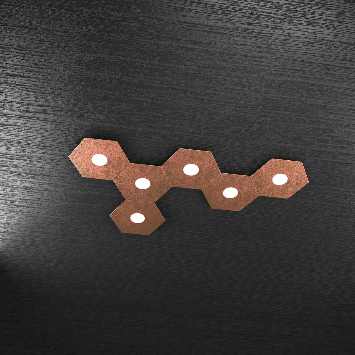 1142/6L-FR HEXAGON APPLIQUE/PLAFONIERA 6 LUCI FOGLIA RAME