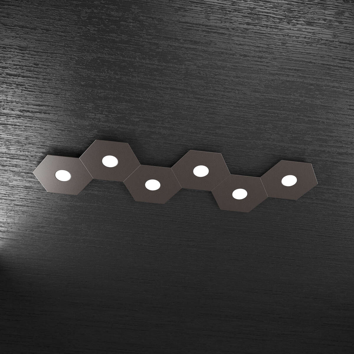 1142/6L-MA HEXAGON APPLIQUE/PLAFONIERA 6 LUCI MARRONE
