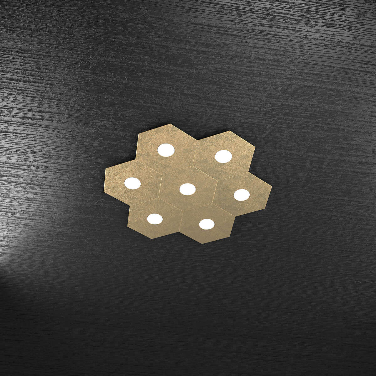 1142/7L-FO HEXAGON APPLIQUE/PLAFONIERA 7 LUCI FOGLIA ORO