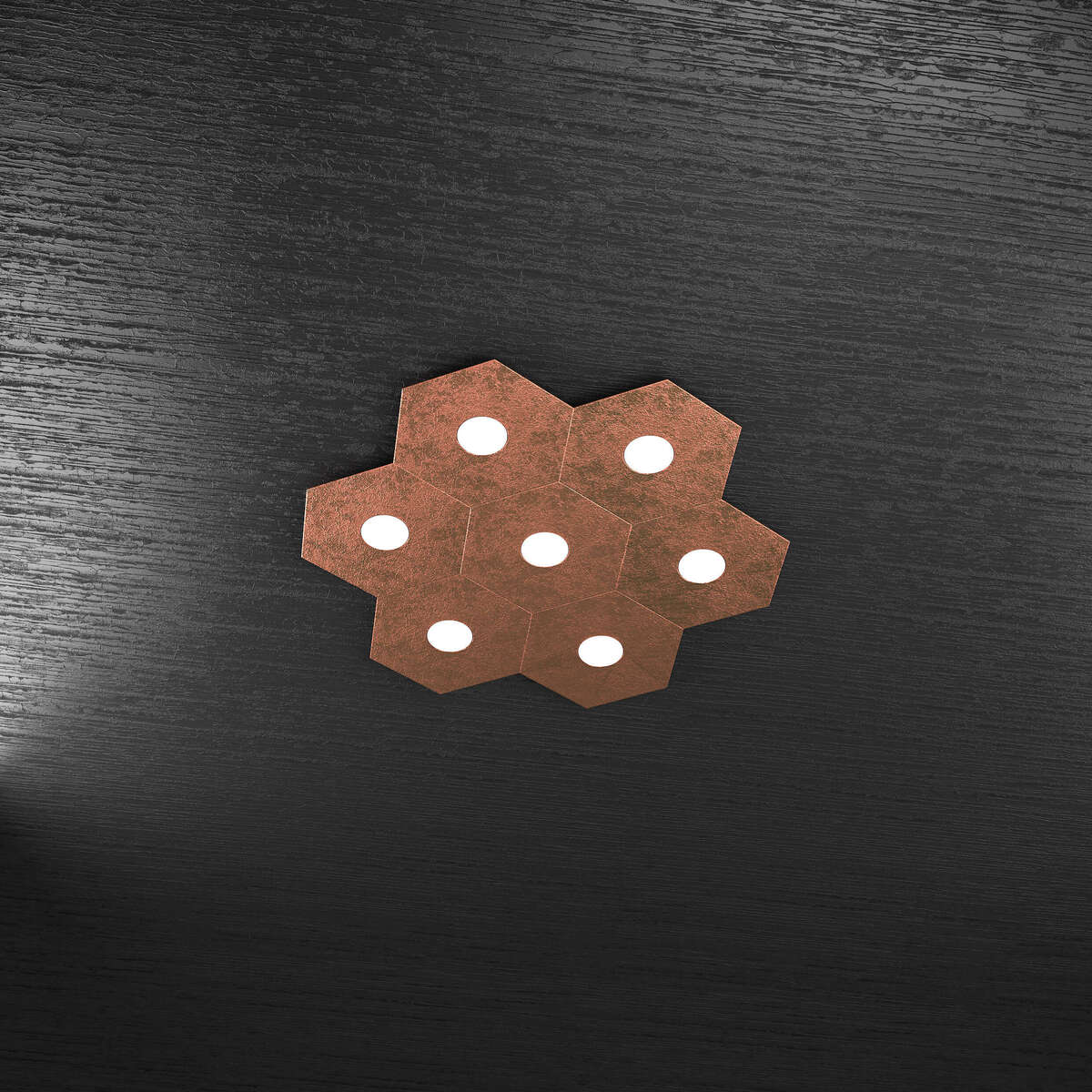 1142/7L-FR HEXAGON APPLIQUE/PLAFONIERA 7 LUCI FOGLIA RAME