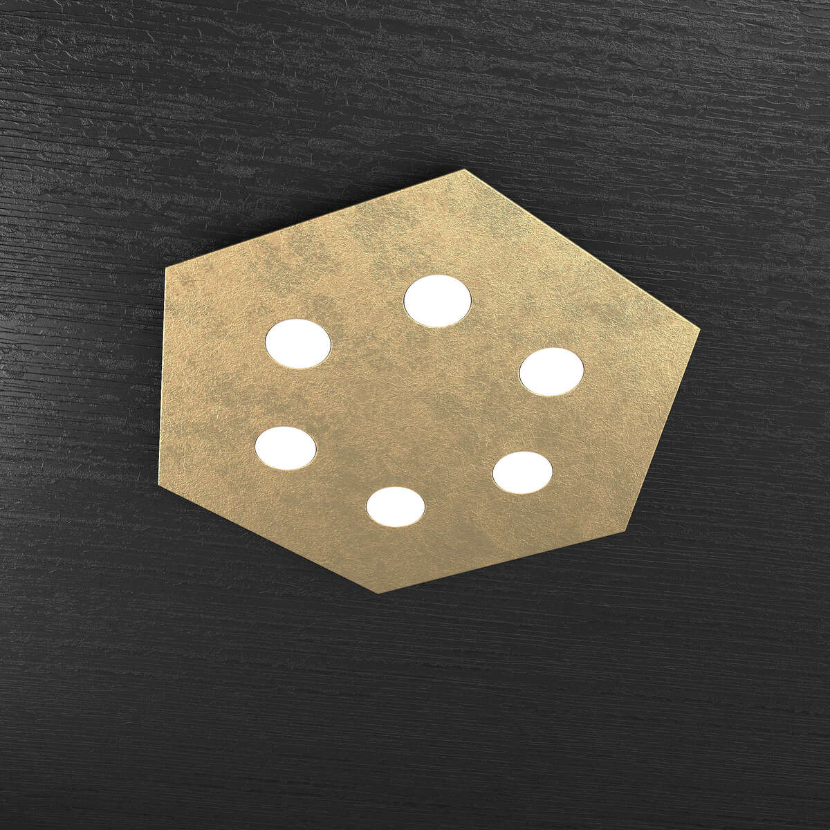 1142/PG-FO EXAGON PLAFONIERA 6 LUCI FOGLIA ORO