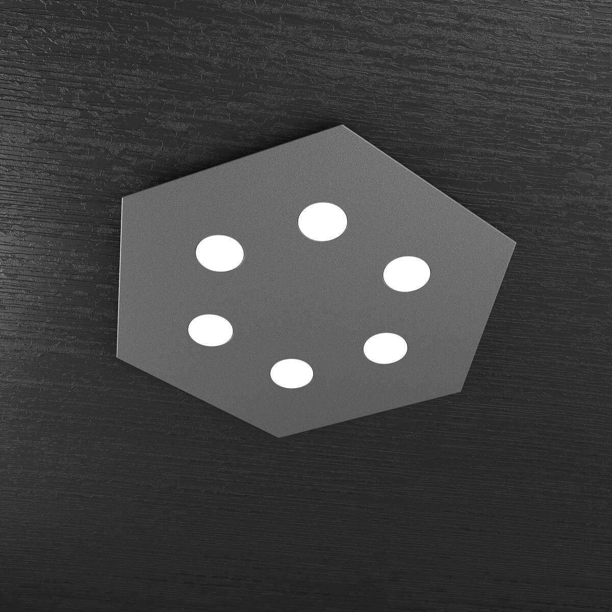 1142/PG-GA EXAGON PLAFONIERA 6 LUCI GRIGIO ANTRACITE