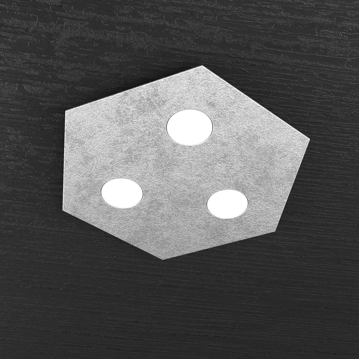 1142/PP-FA EXAGON PLAFONIERA 3 LUCI FOGLIA ARGENTO