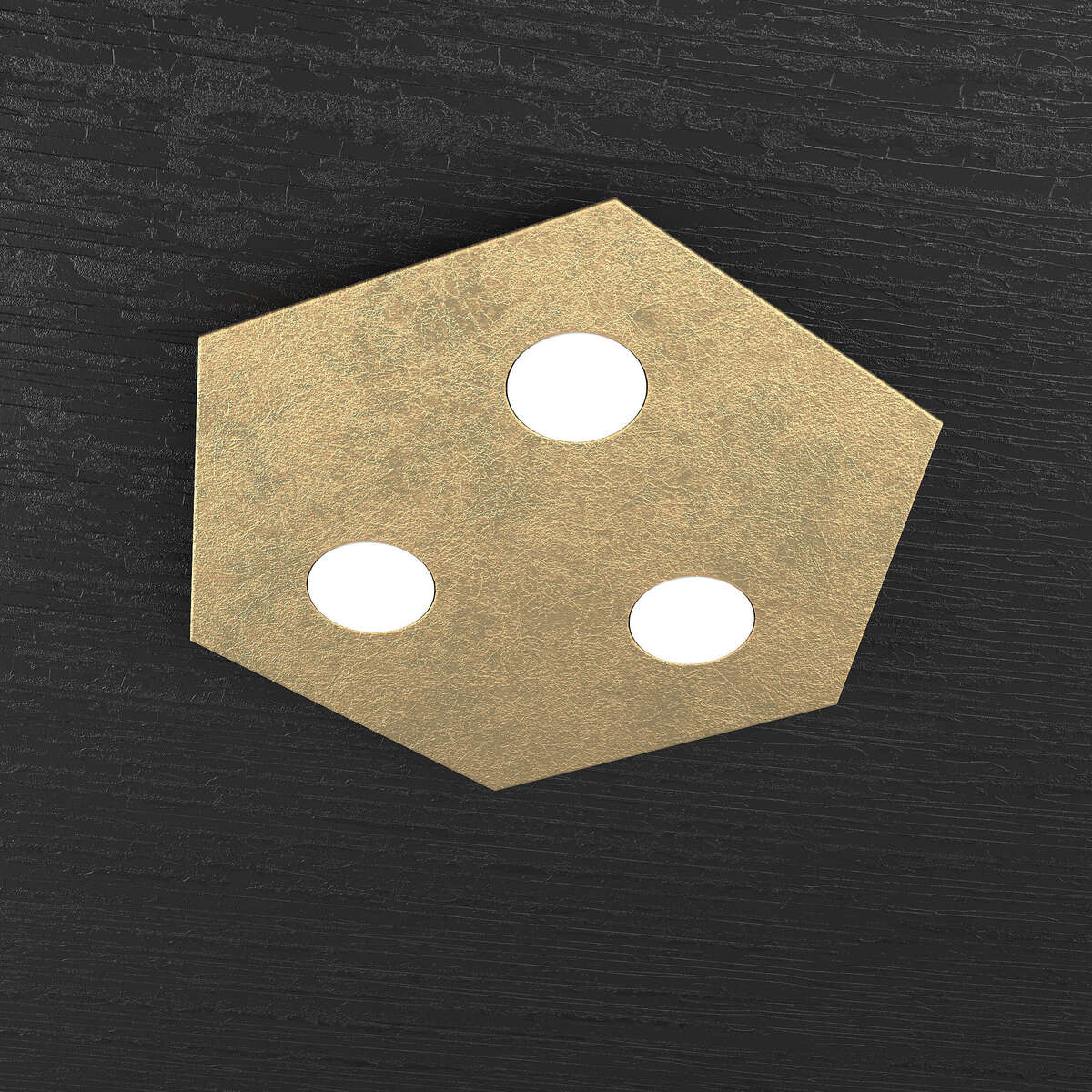 1142/PP-FO EXAGON PLAFONIERA 3 LUCI FOGLIA ORO