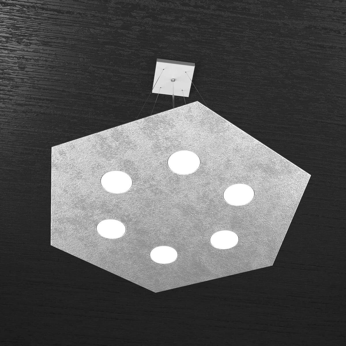 1142/SG-FA EXAGON SOSPENSIONE 6 LUCI FOGLIA ARGENTO