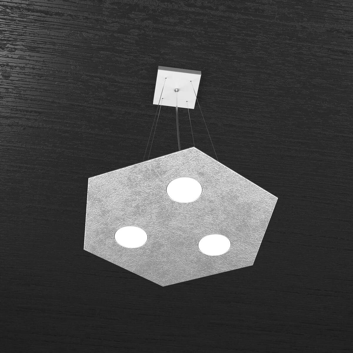 1142/SP-FA EXAGON SOSPENSIONE 3 LUCI FOGLIA ARGENTO