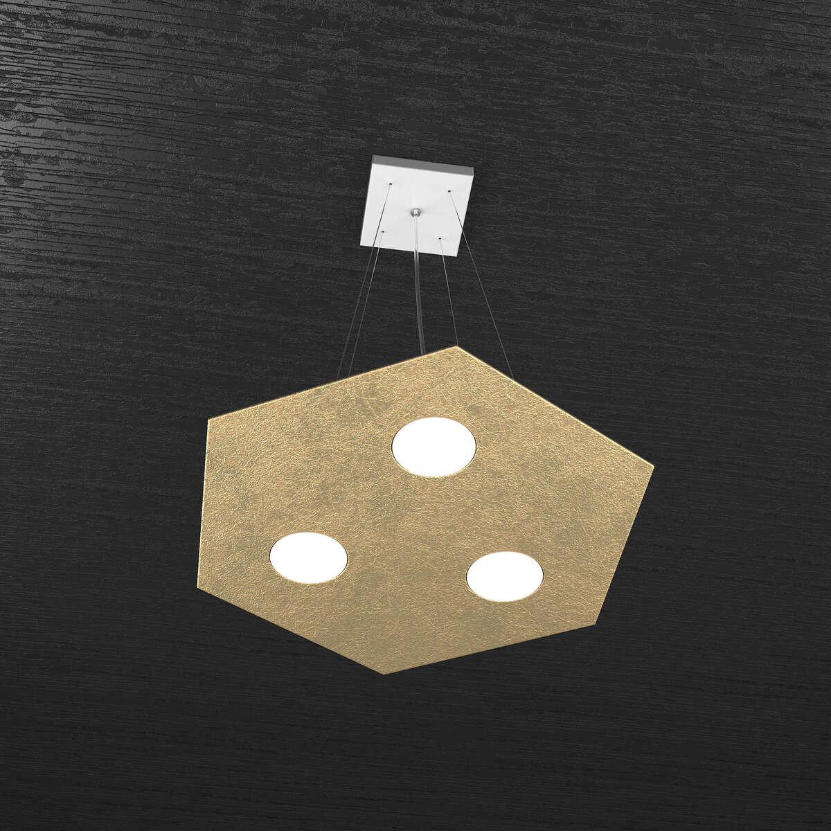 1142/SP-FO EXAGON SOSPENSIONE 3 LUCI FOGLIA ORO
