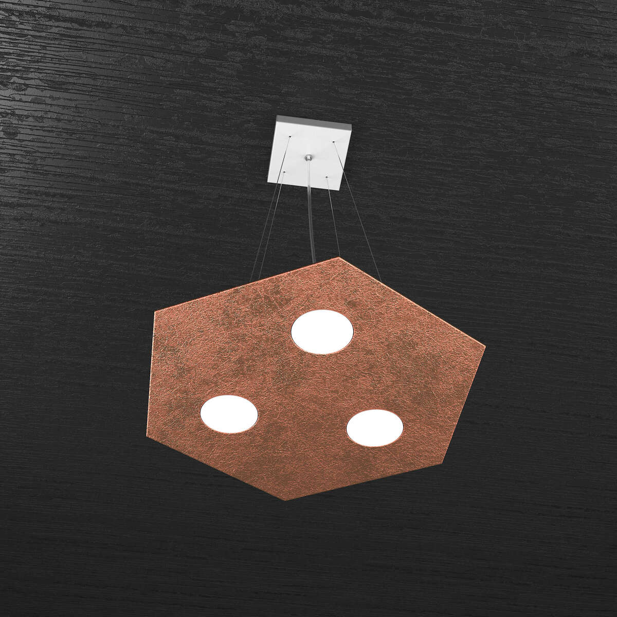 1142/SP-FR EXAGON SOSPENSIONE 3 LUCI FOGLIA RAME