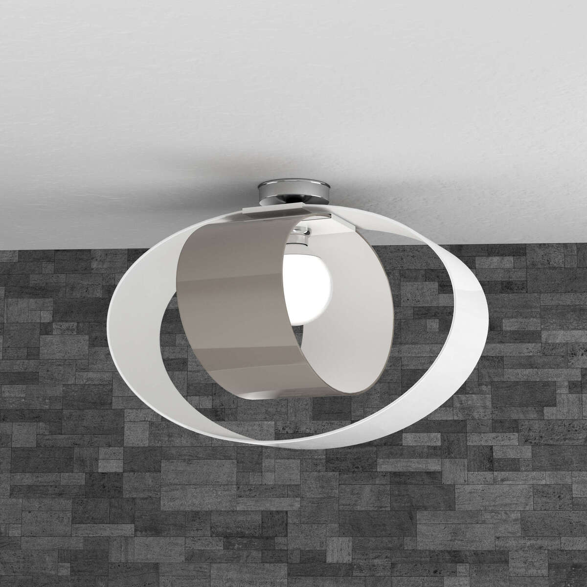 LAP PLAFONIERA D.55 CM. 1 LUCE TORTORA (VETRO INTERNO 1 LUCE TORTORA ED ESTERNO 1 LUCE BIANCO)
