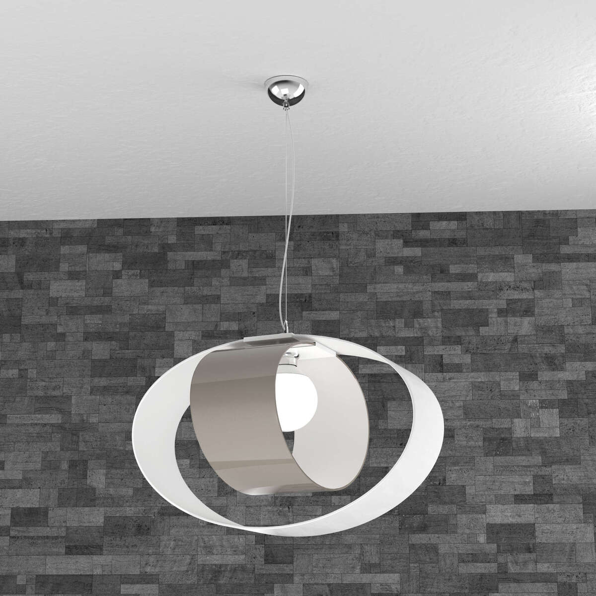 LAP SOSPENSIONE D.55 CM. 1 LUCE TORTORA (VETRO INTERNO 1 LUCE TORTORA ED ESTERNO 1 LUCE BIANCO)