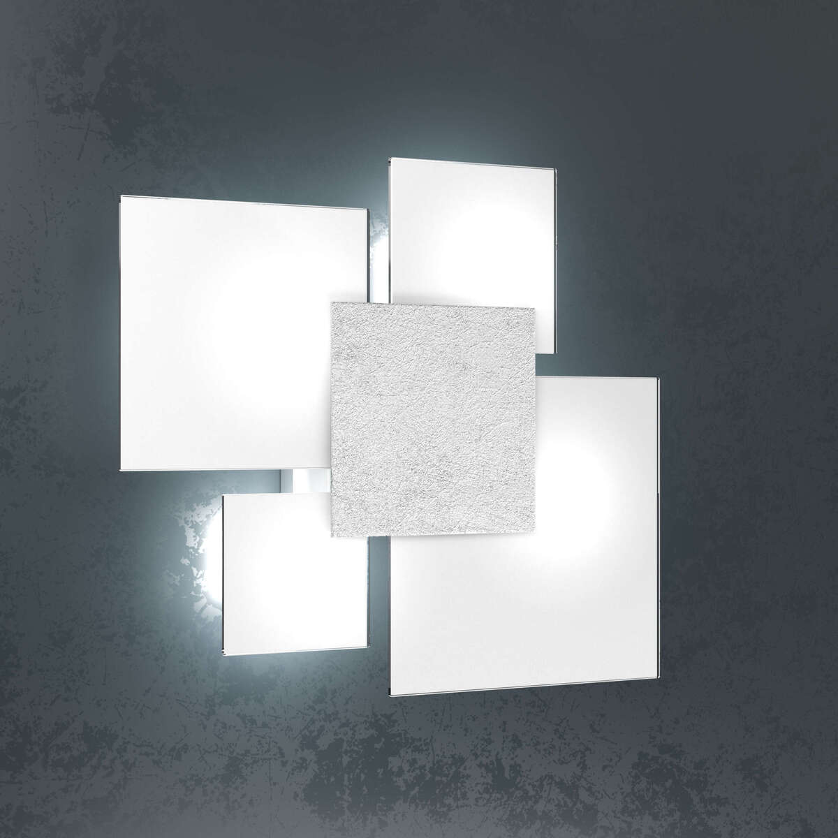 UPGRADE/45 APPLIQUE/PLAFONIERA 4 LUCI FOGLIA ARGENTO