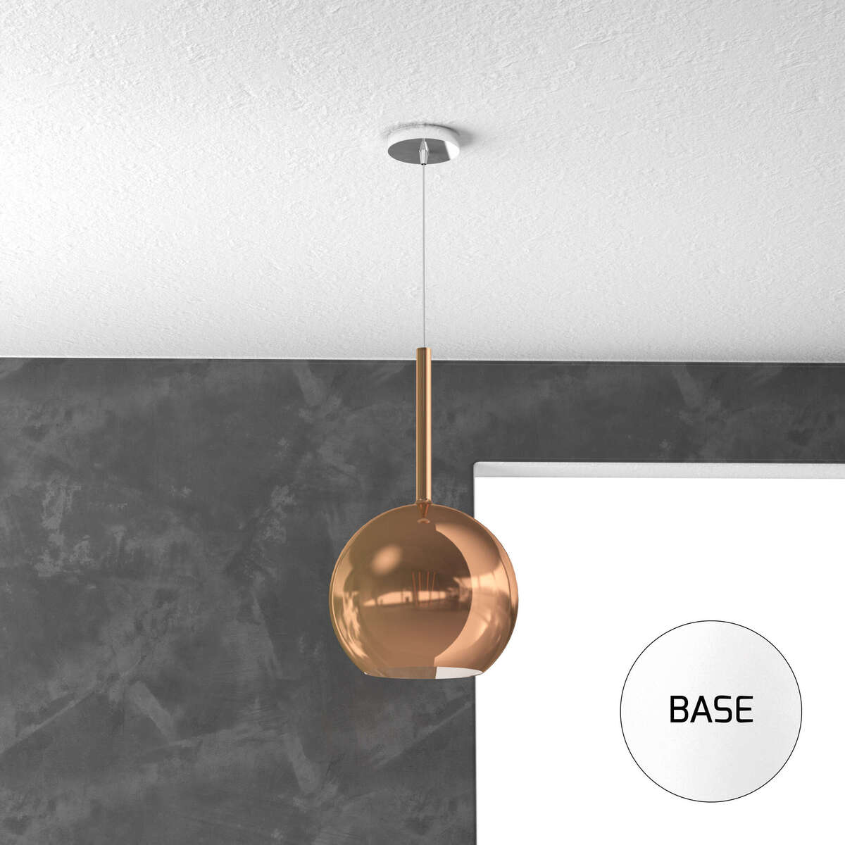 1155BI/SM-RA FUTURE SOSP. BIANCO 1 LUCE MEDIA RAME