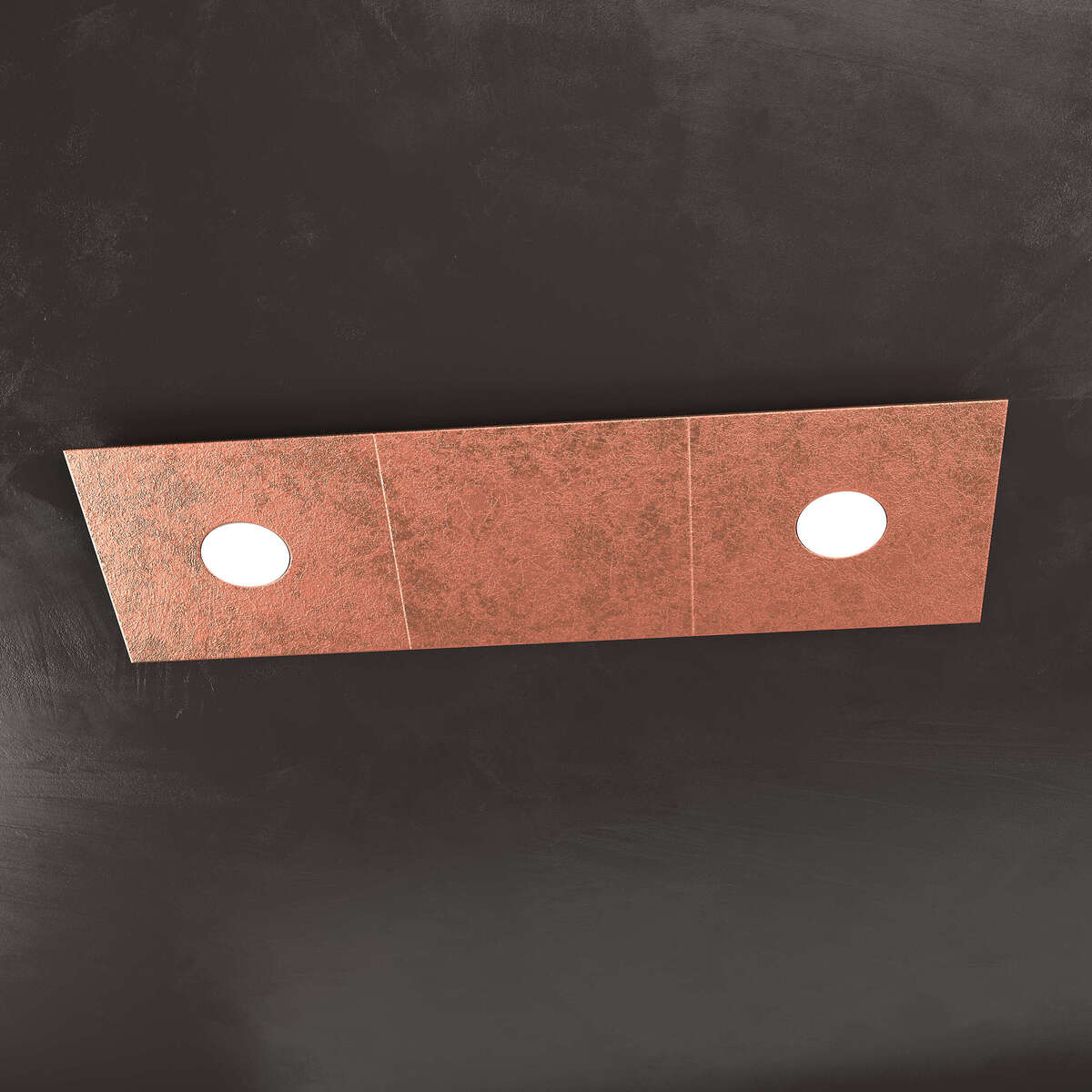 1156/2L1D-FR ECCENTRIC APPLIQUE/PLAFONIERA 2 LUCI + 1 DECORATIVO FOGLIA RAME