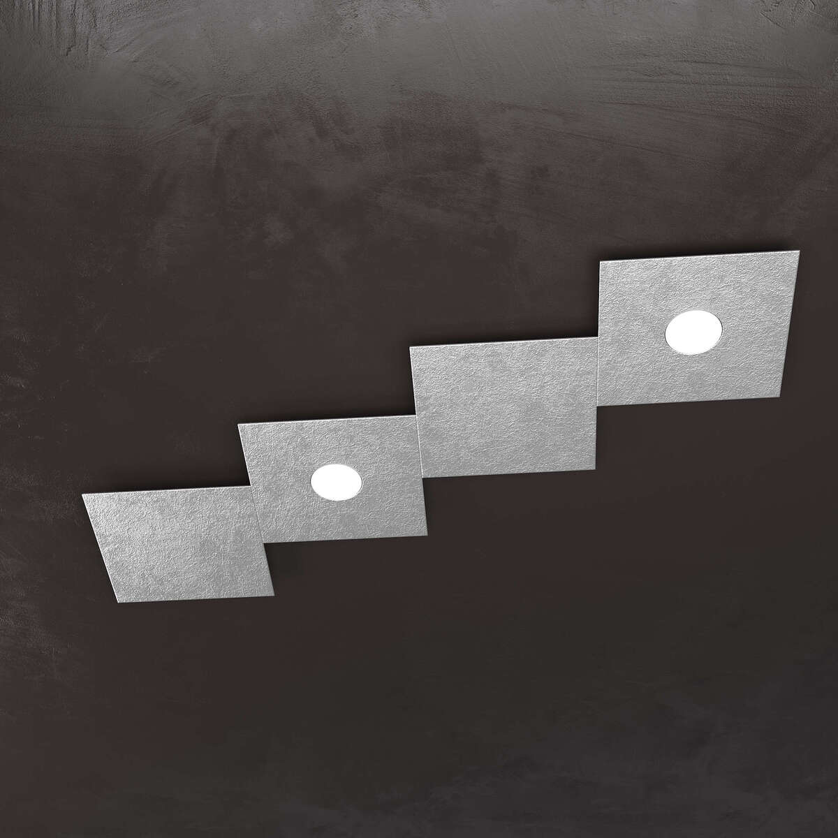 1156/2L2D-FA ECCENTRIC APPLIQUE/PLAFONIERA 2 LUCI + 2 DECORATIVO FOGLIA ARGENTO