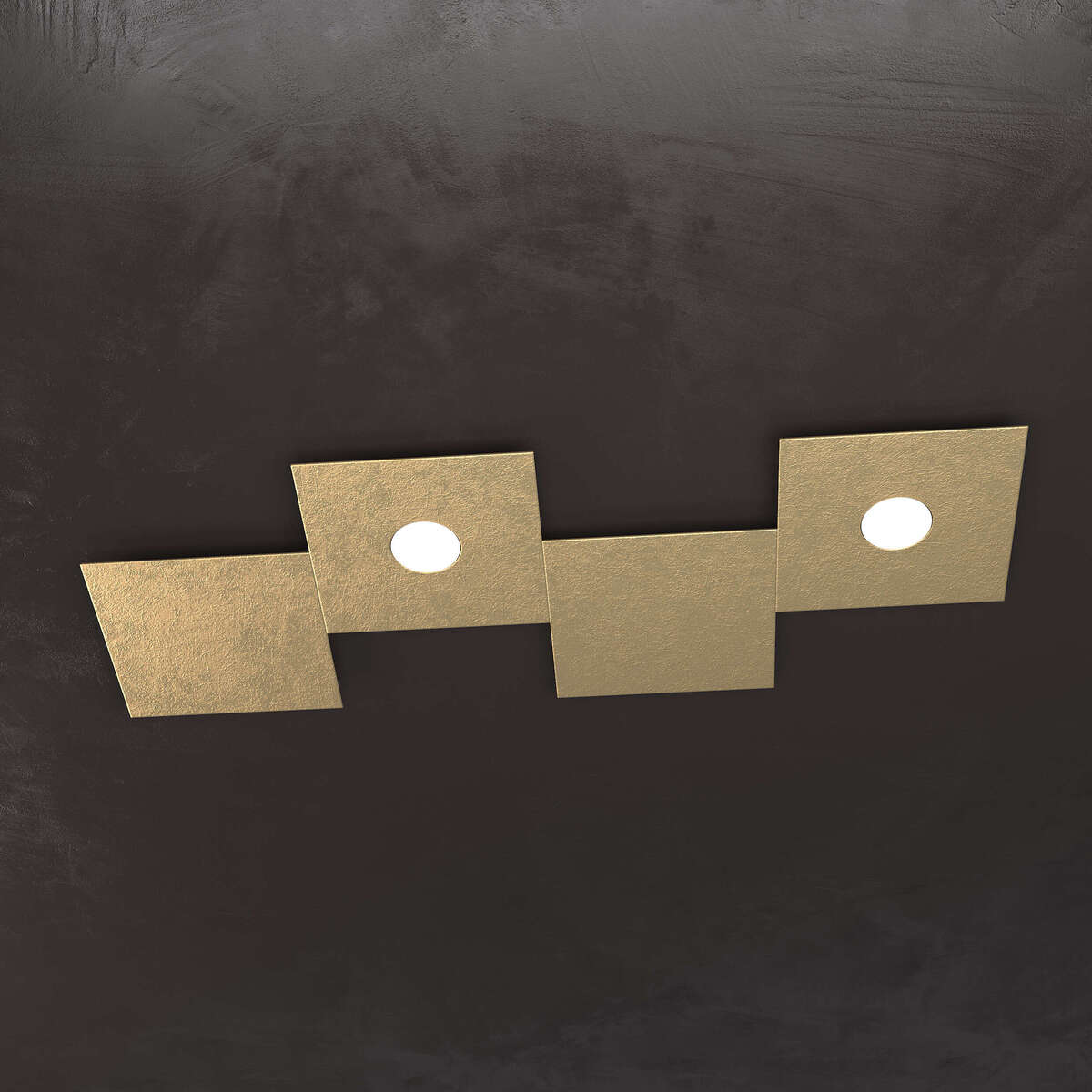 1156/2L2D-FO ECCENTRIC APPLIQUE/PLAFONIERA 2 LUCI + 2 DECORATIVO FOGLIA ORO