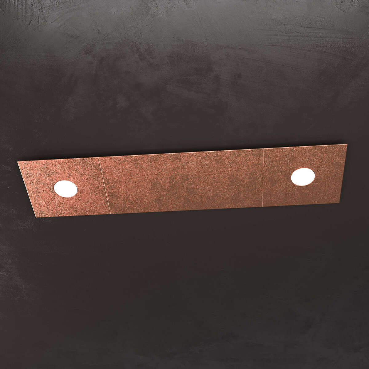 1156/2L2D-FR ECCENTRIC APPLIQUE/PLAFONIERA 2 LUCI + 2 DECORATIVO FOGLIA RAME