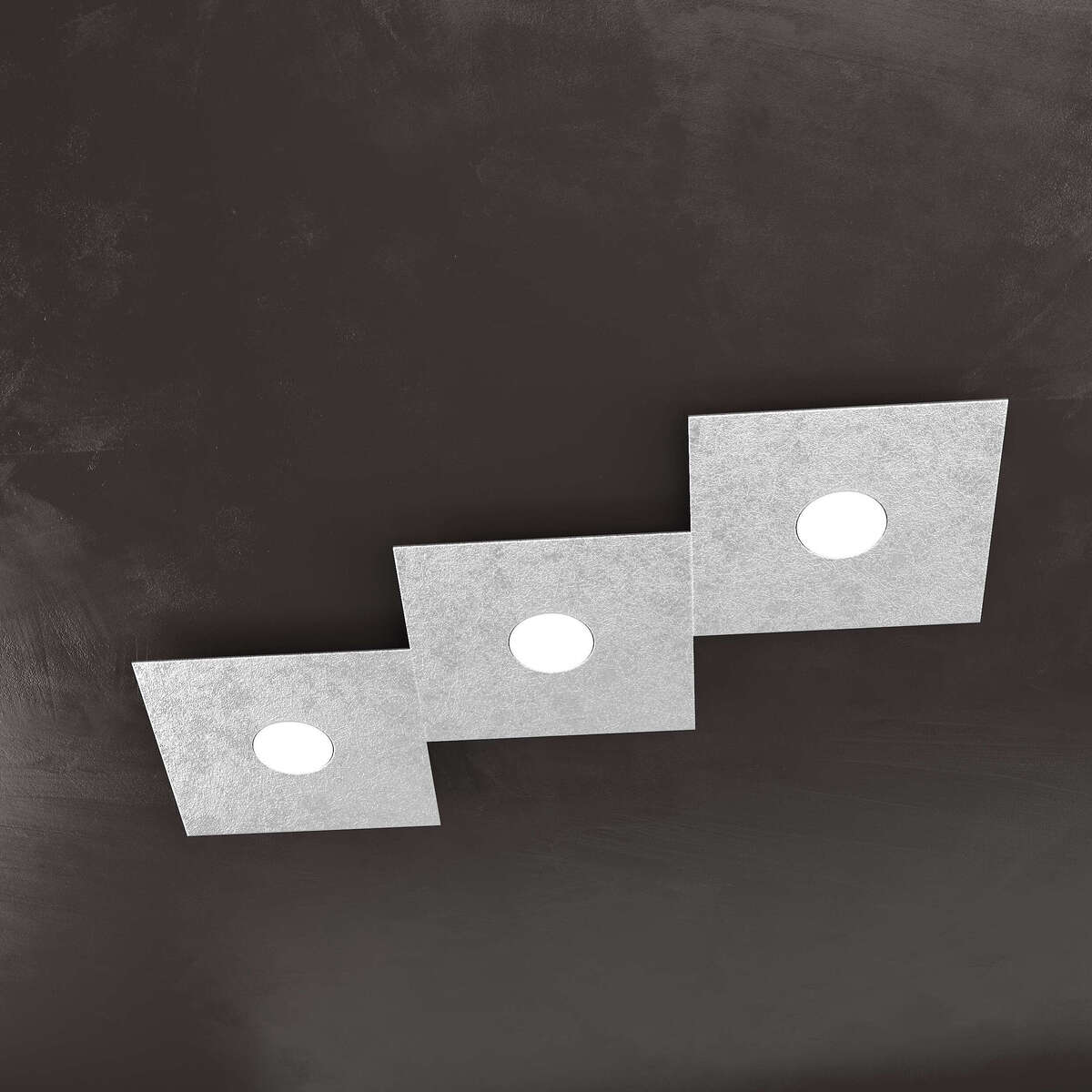 1156/3L-FA ECCENTRIC APPLIQUE/PLAFONIERA 3 LUCI FOGLIA ARGENTO