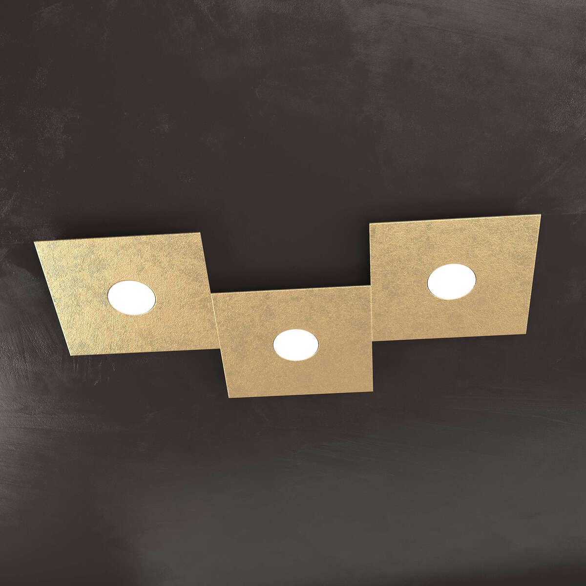 1156/3L-FO ECCENTRIC APPLIQUE/PLAFONIERA 3 LUCI FOGLIA ORO