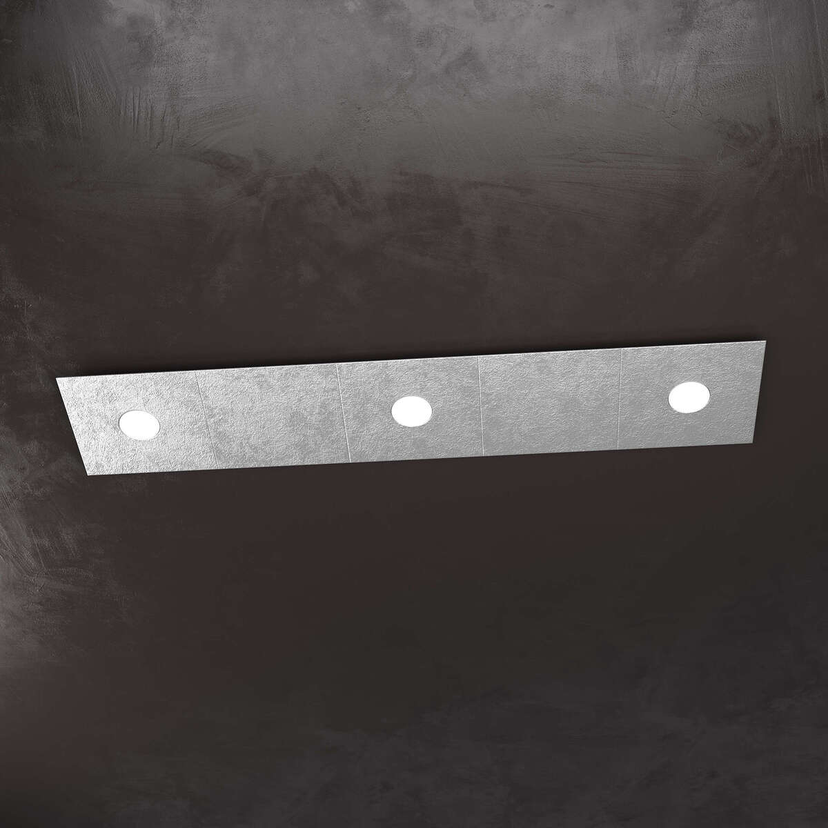 1156/3L2D-FA ECCENTRIC APPLIQUE/PLAFONIERA 3 LUCI + 2 DECORATIVO FOGLIA ARGENTO