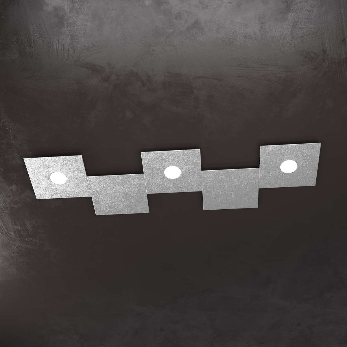 1156/3L2D-FA ECCENTRIC APPLIQUE/PLAFONIERA 3 LUCI + 2 DECORATIVO FOGLIA ARGENTO