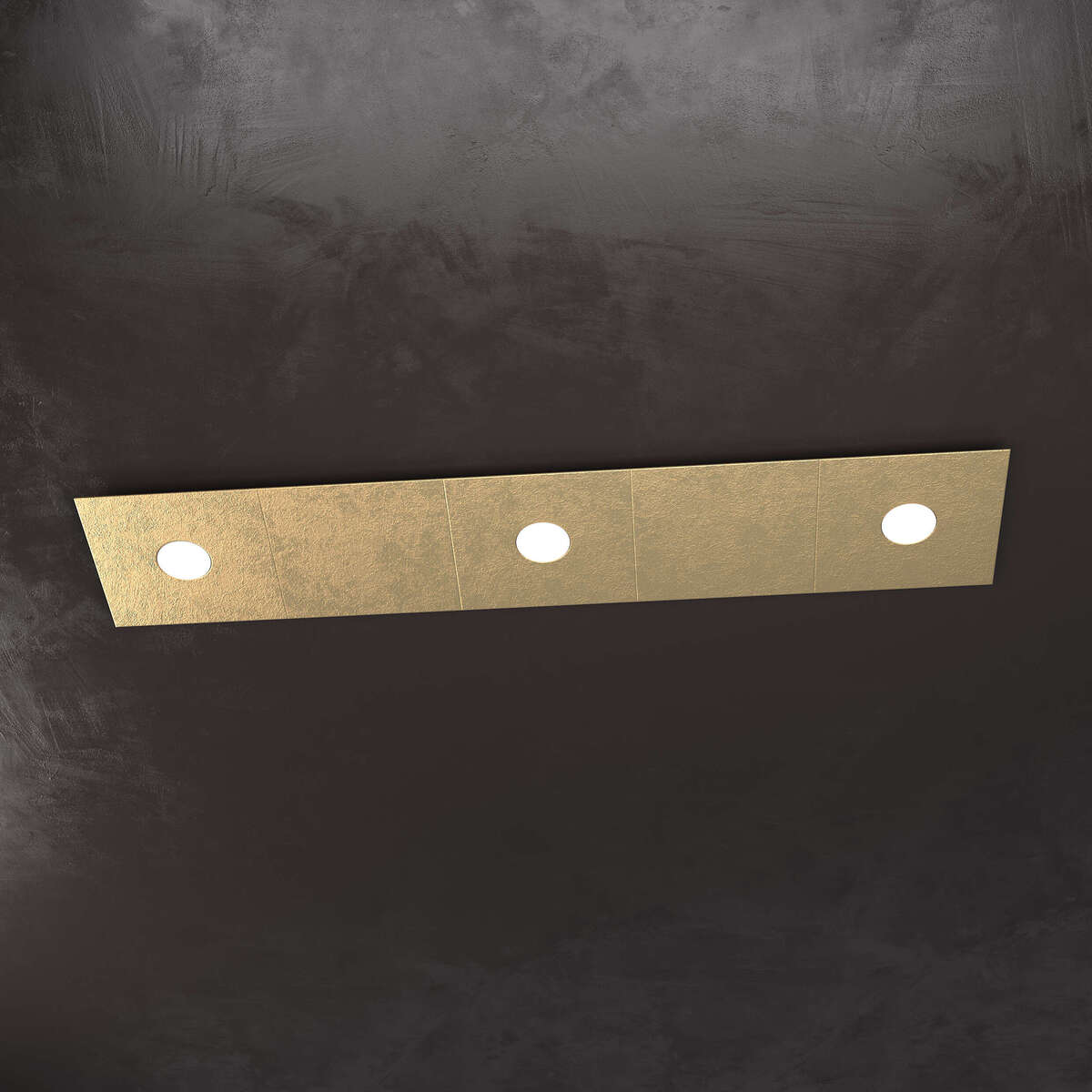 1156/3L2D-FO ECCENTRIC APPLIQUE/PLAFONIERA 3 LUCI + 2 DECORATIVO FOGLIA ORO