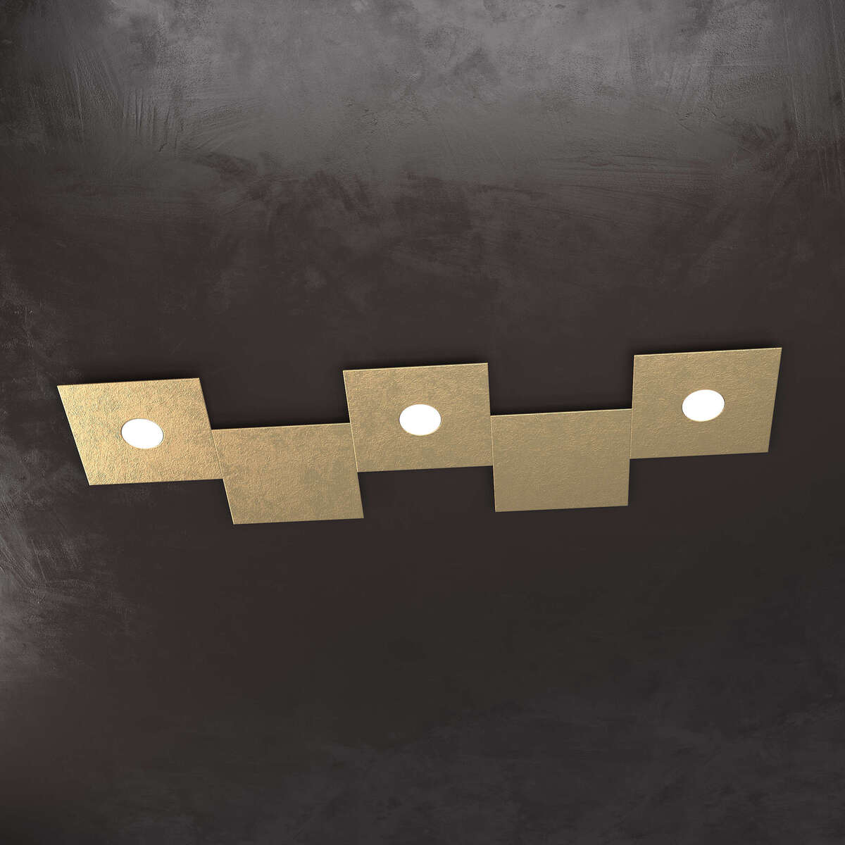 1156/3L2D-FO ECCENTRIC APPLIQUE/PLAFONIERA 3 LUCI + 2 DECORATIVO FOGLIA ORO