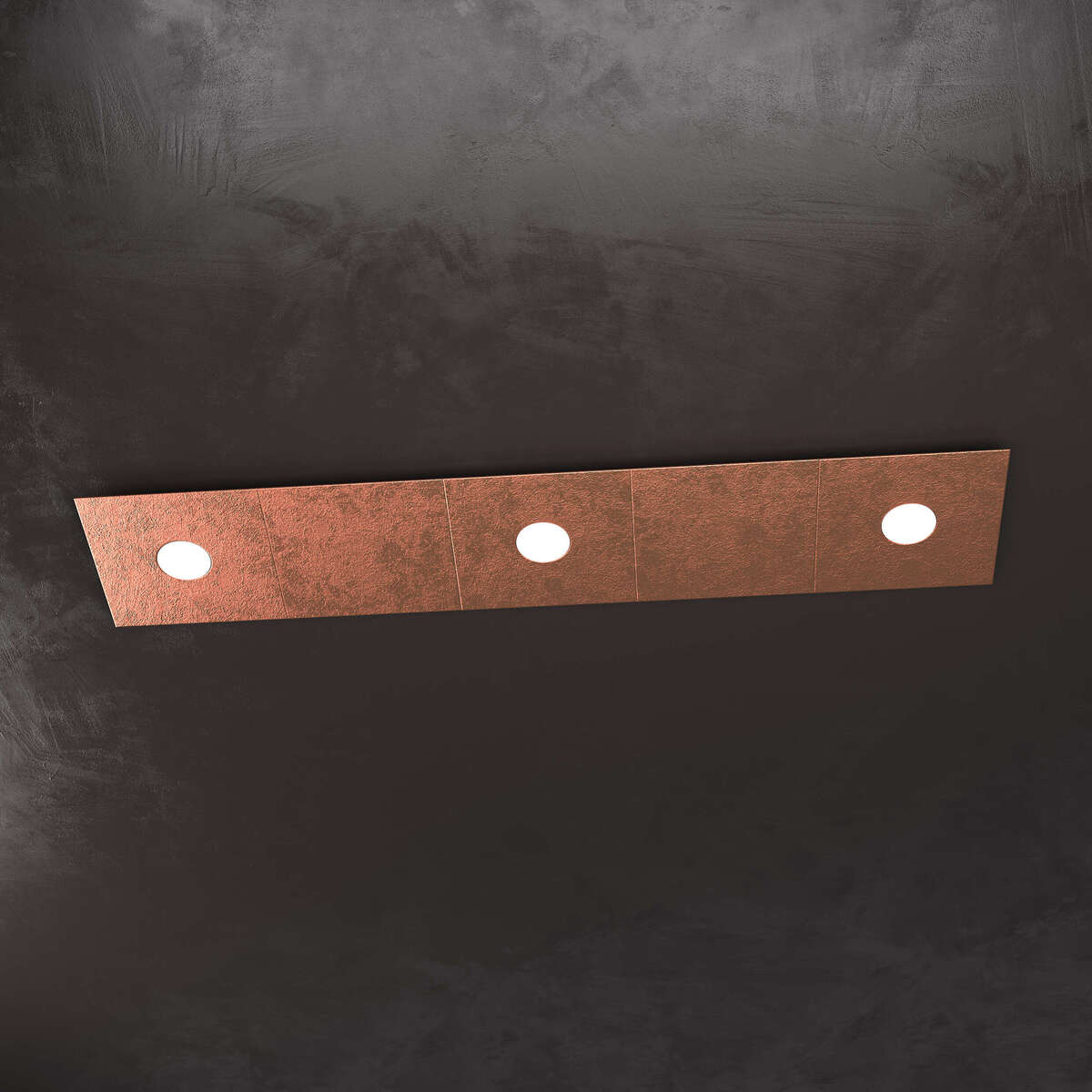 1156/3L2D-FR ECCENTRIC APPLIQUE/PLAFONIERA 3 LUCI + 2 DECORATIVO FOGLIA RAME