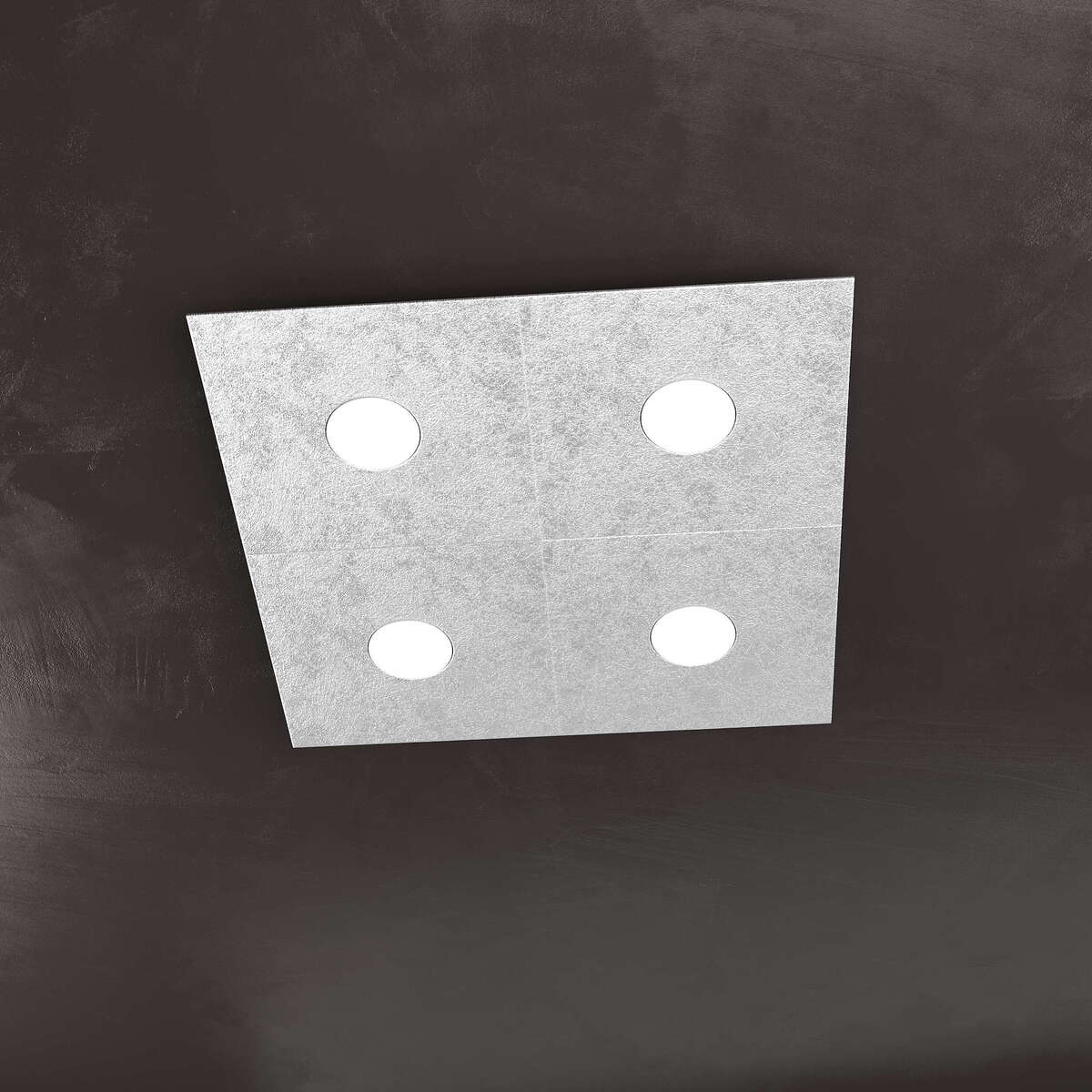 1156/4L-FA ECCENTRIC APPLIQUE/PLAFONIERA 4 LUCI FOGLIA ARGENTO