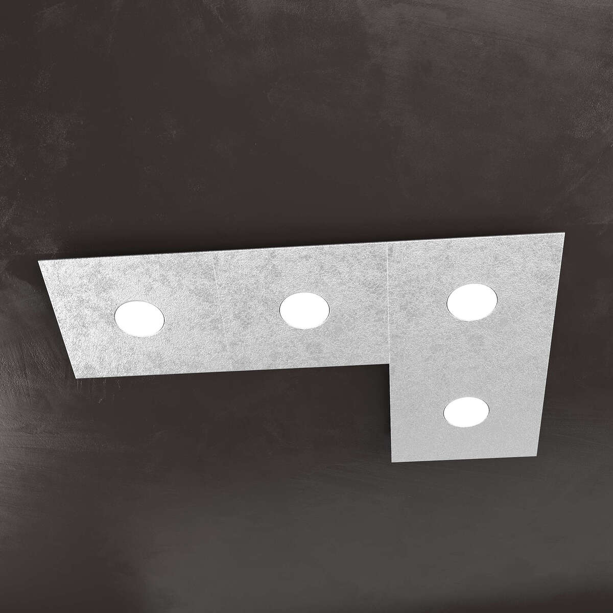 1156/4L-FA ECCENTRIC APPLIQUE/PLAFONIERA 4 LUCI FOGLIA ARGENTO