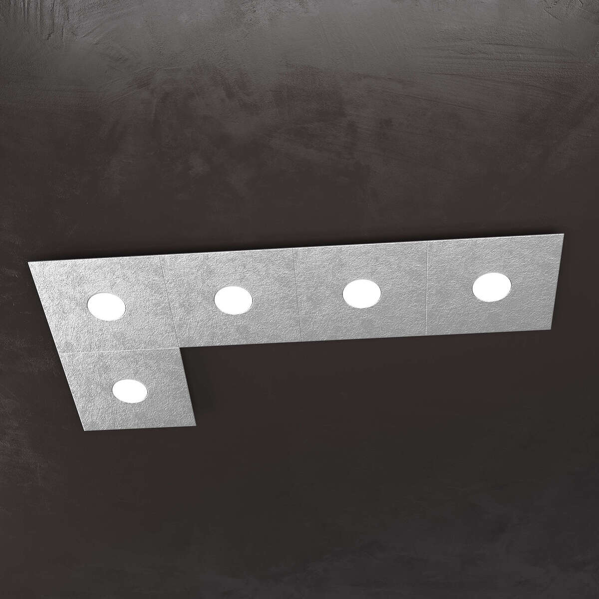 1156/5L-FA ECCENTRIC APPLIQUE/PLAFONIERA 5 LUCI FOGLIA ARGENTO