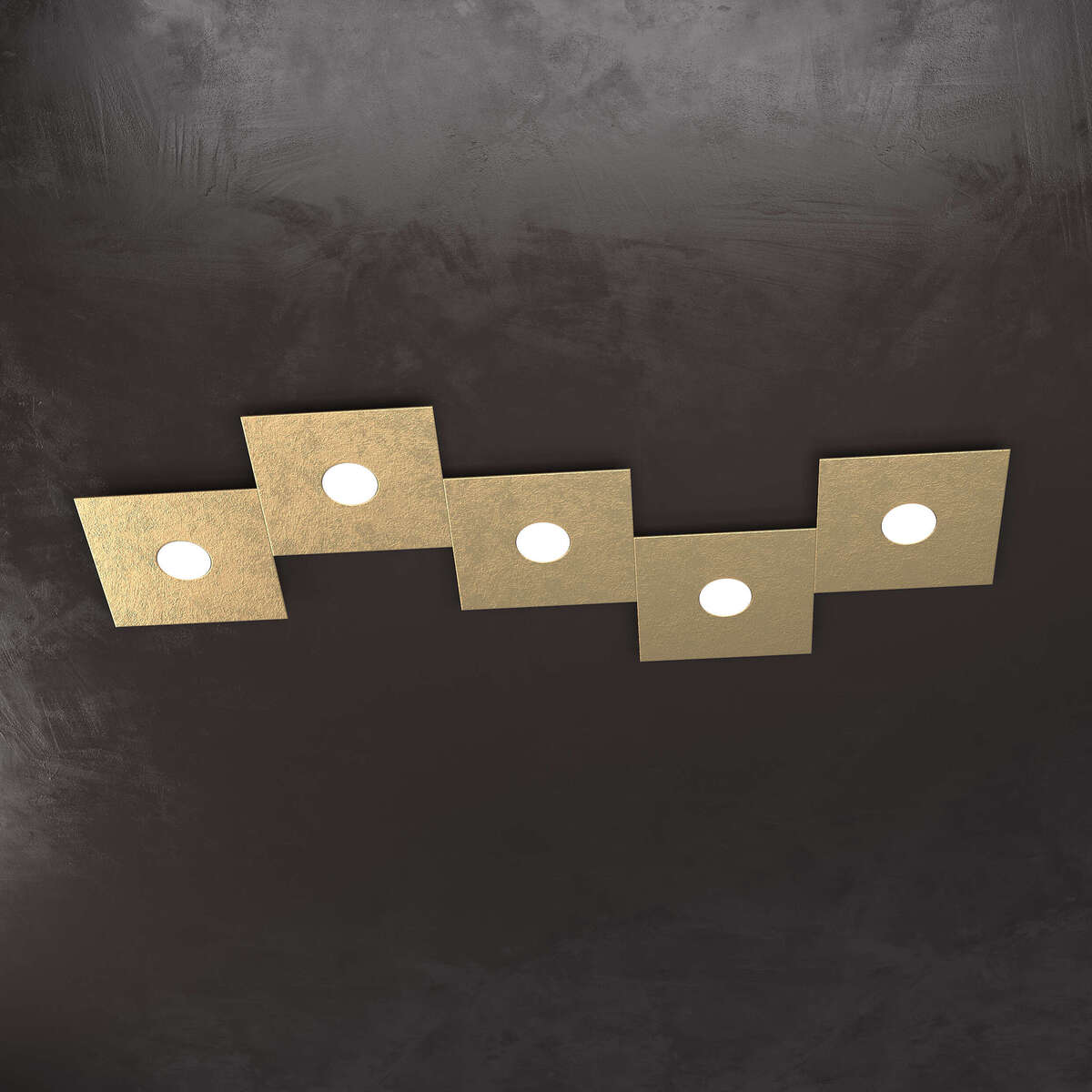 1156/5L-FO ECCENTRIC APPLIQUE/PLAFONIERA 5 LUCI FOGLIA ORO
