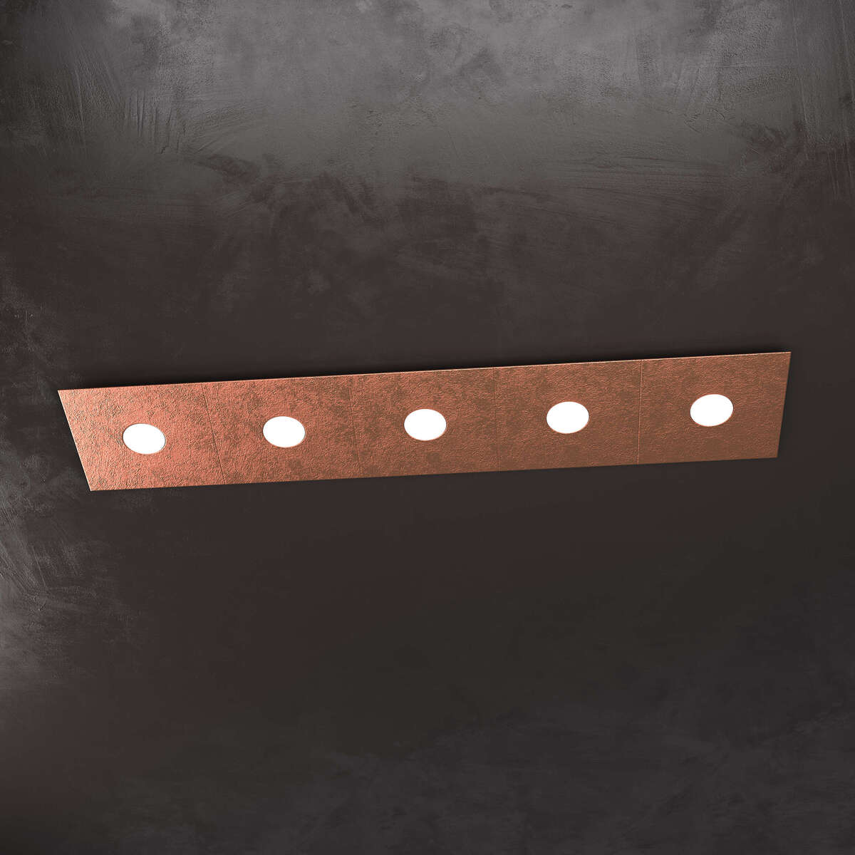 1156/5L-FR ECCENTRIC APPLIQUE/PLAFONIERA 5 LUCI FOGLIA RAME