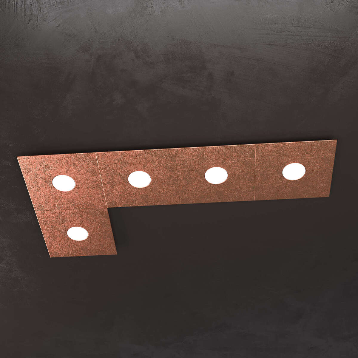 1156/5L-FR ECCENTRIC APPLIQUE/PLAFONIERA 5 LUCI FOGLIA RAME