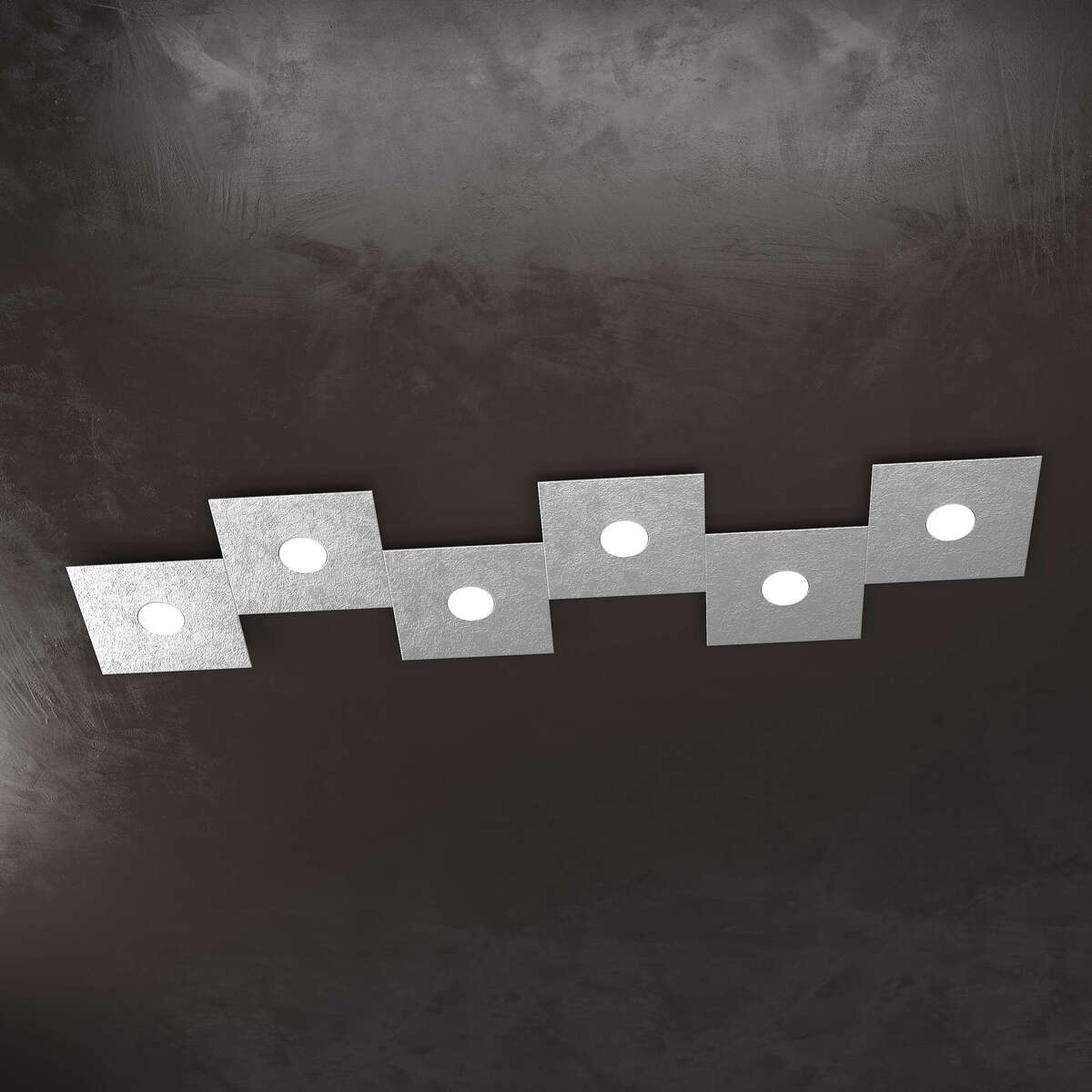 1156/6L-FA ECCENTRIC APPLIQUE/PLAFONIERA 6 LUCI FOGLIA ARGENTO