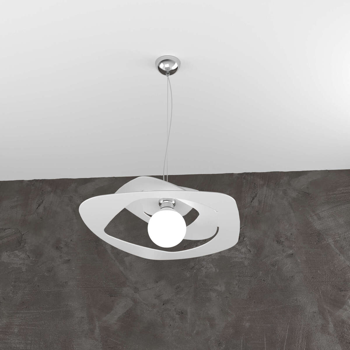 1157/S50-BI WARPED SOSPENSIONE D.50 CM. 1 LUCE BIANCO