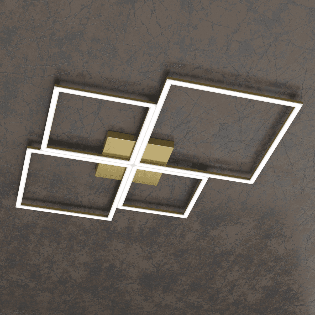 1162/90-OB FOUR SQUARES APPLIQUE/PLAFONIERA 90 CM. ORO BRUNITO VERNICIATO