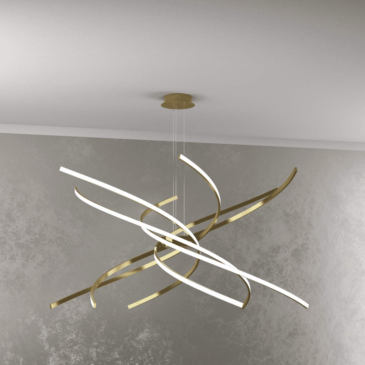 1163/S100 N-OB TORNADO SOSPENSIONE D.100 CM. ORO BRUNITO VERNICIATO LUCE NATURALE 4000K