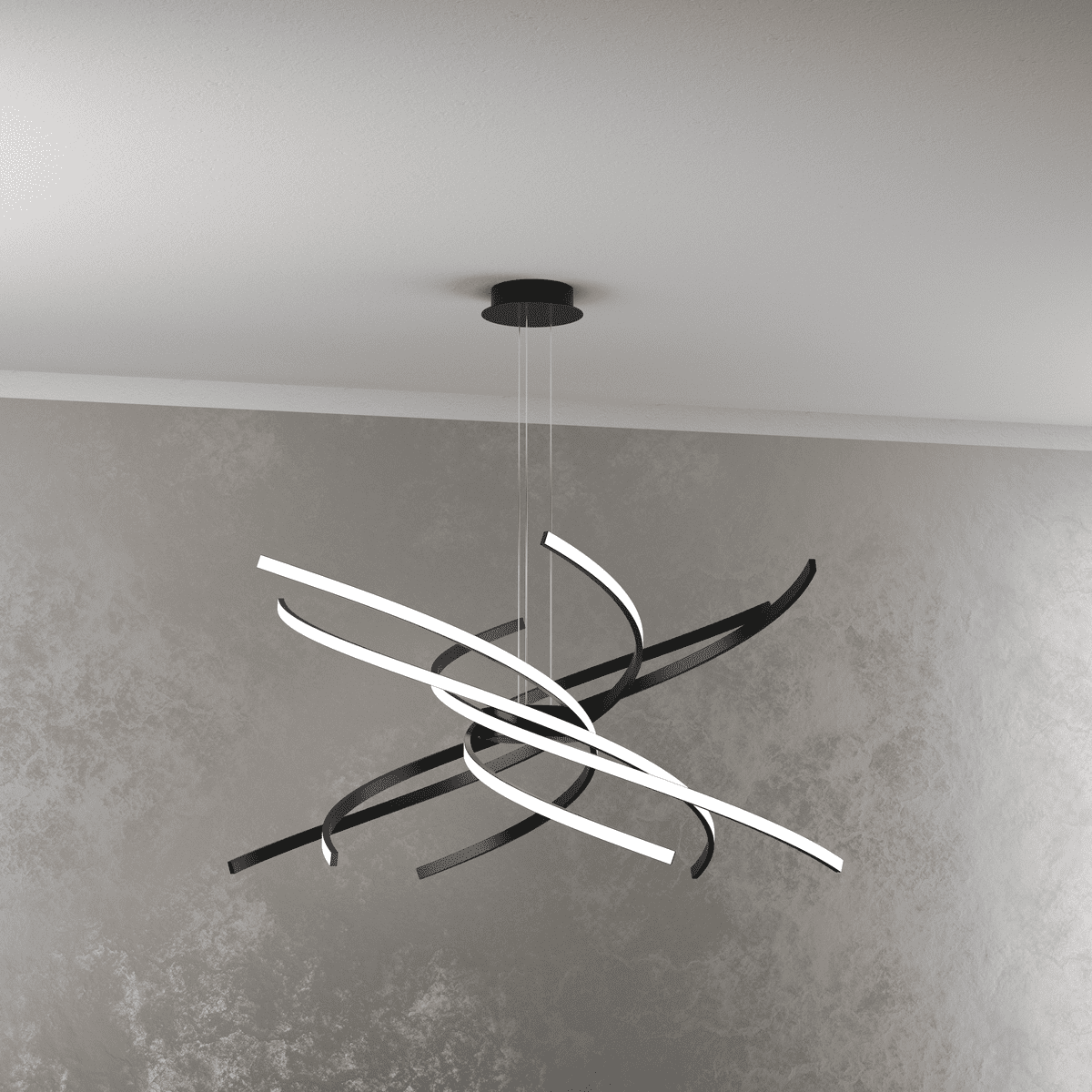 1163/S80 N-NE TORNADO SOSPENSIONE D.80 CM. NERO LUCE NATURALE 4000K