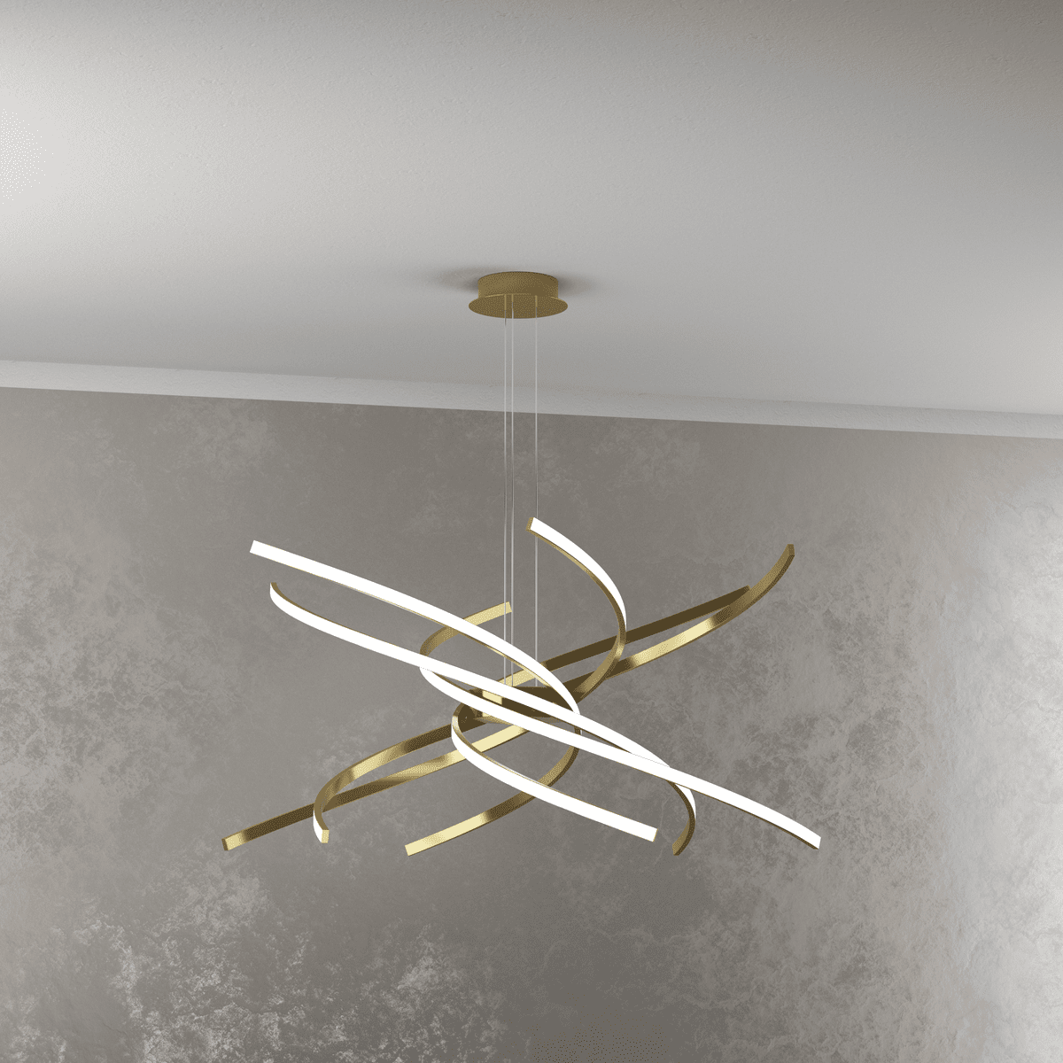 1163/S80 N-OB TORNADO SOSPENSIONE D.80 CM. ORO BRUNITO VERNICIATO LUCE NATURALE 4000K
