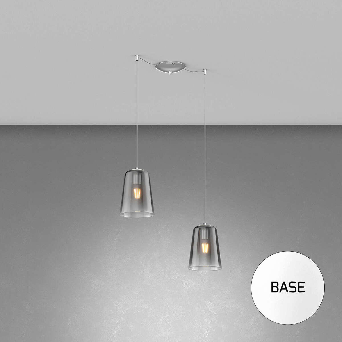 1164BI/S2 S-CR SHADED SOSP. BIANCO SPOSTABILE 2 LUCI CROMO