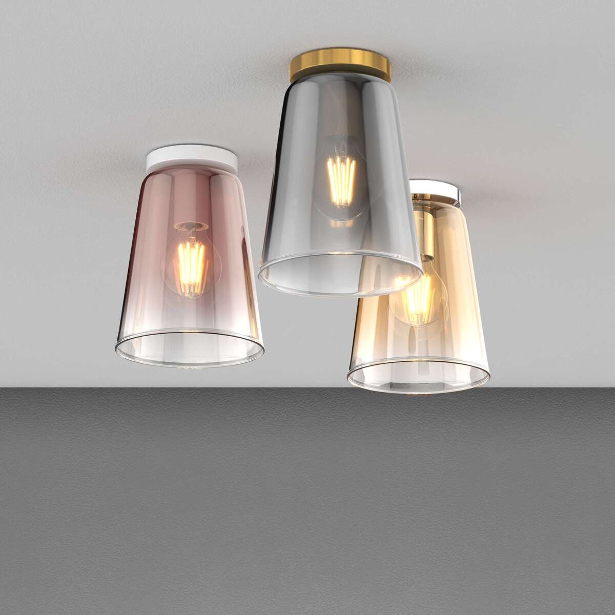 1164OS/PL1-CR SHADED PLAFONIERA OTTONE SAT. 1 LUCE CROMO