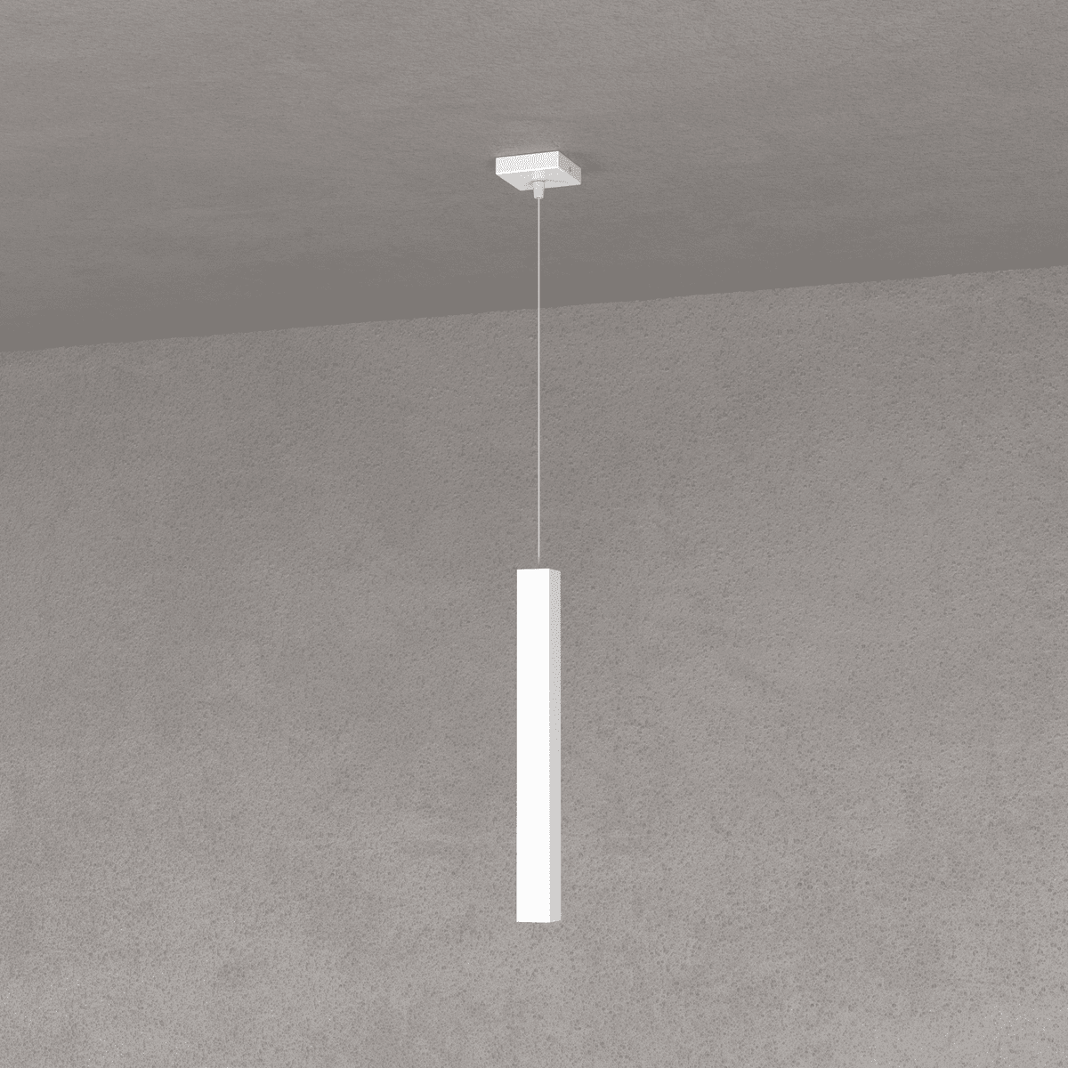 SQUARE TUBE SOSPENSIONE 1 LUCE BIANCO CAVO CM.250 CON BASE