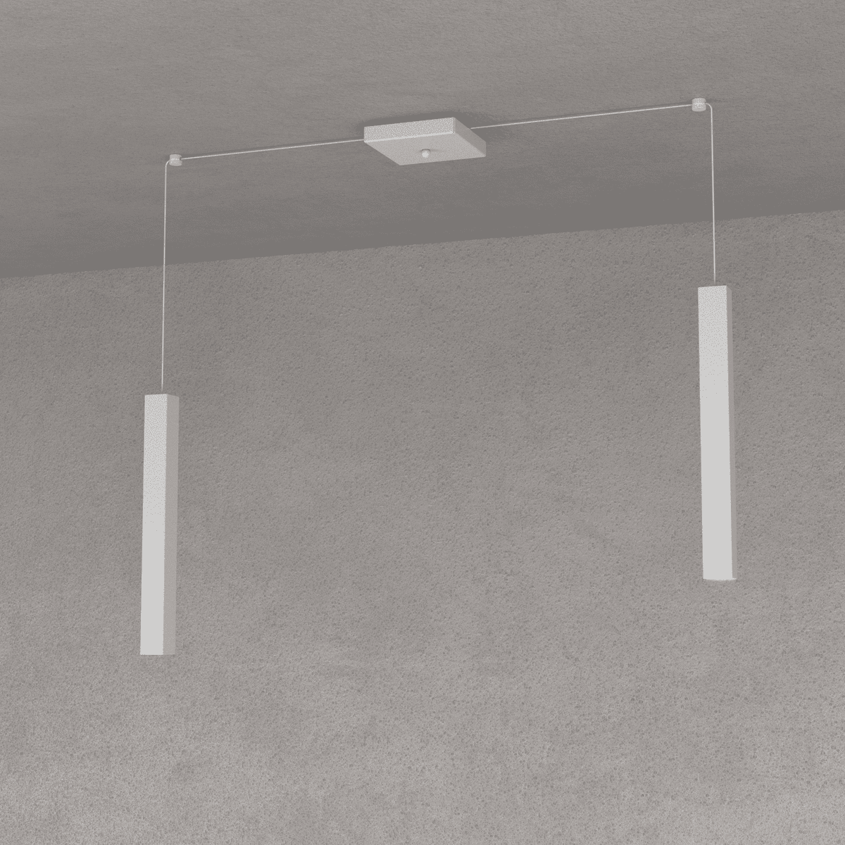 SQUARE TUBE SOSPENSIONE 2 LUCI GRIGIO CAVO CM.250 CON BASE