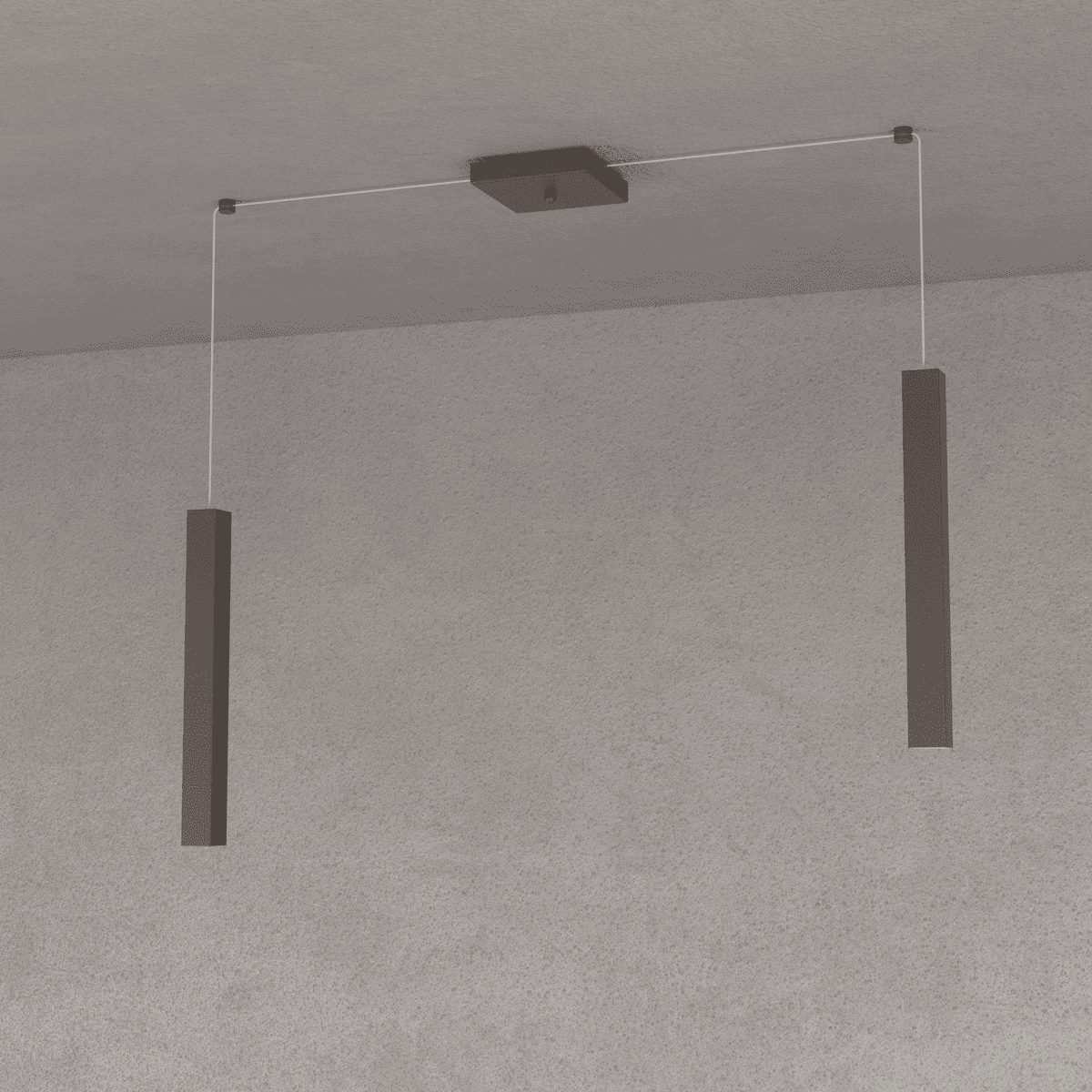 1173/S2-MA SQUARE TUBE SOSPENSIONE 2 LUCI MARRONE CAVO CM.250 CON BASE