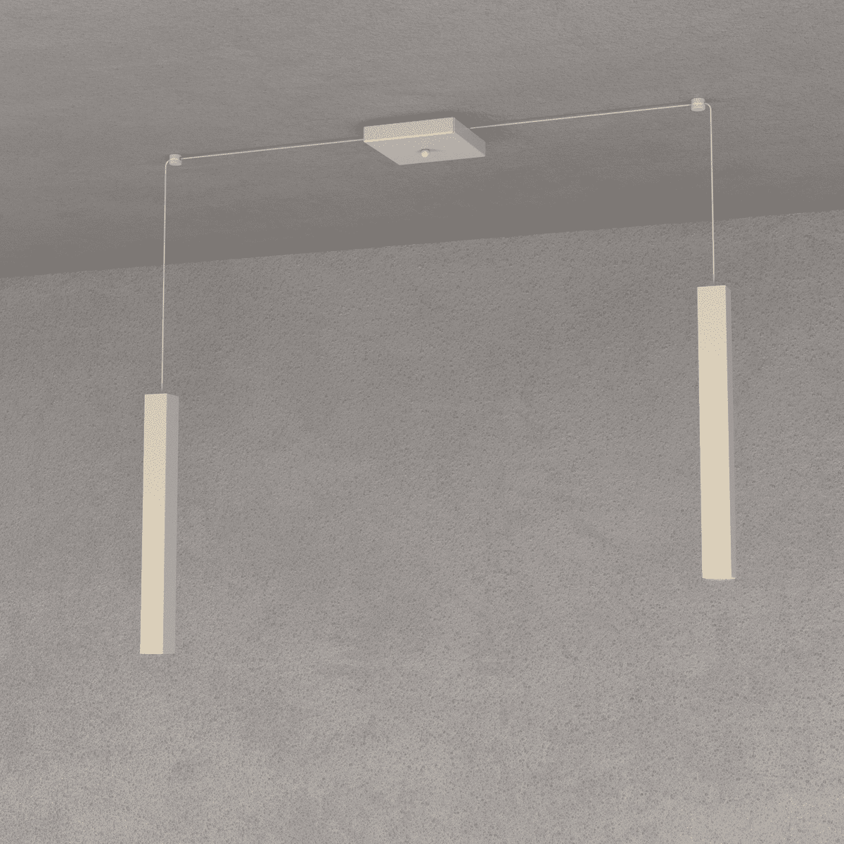 1173/S2-SA SQUARE TUBE SOSPENSIONE 2 LUCI SABBIA CAVO CM.250 CON BASE