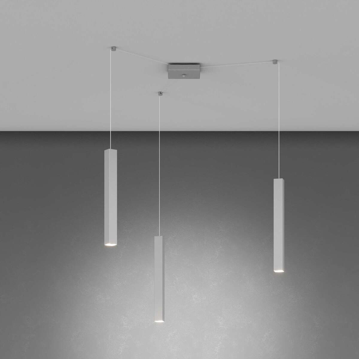 1173/S3-GR SQUARE TUBE SOSPENSIONE 3 LUCI GRIGIO CAVO CM.250 CON BASE