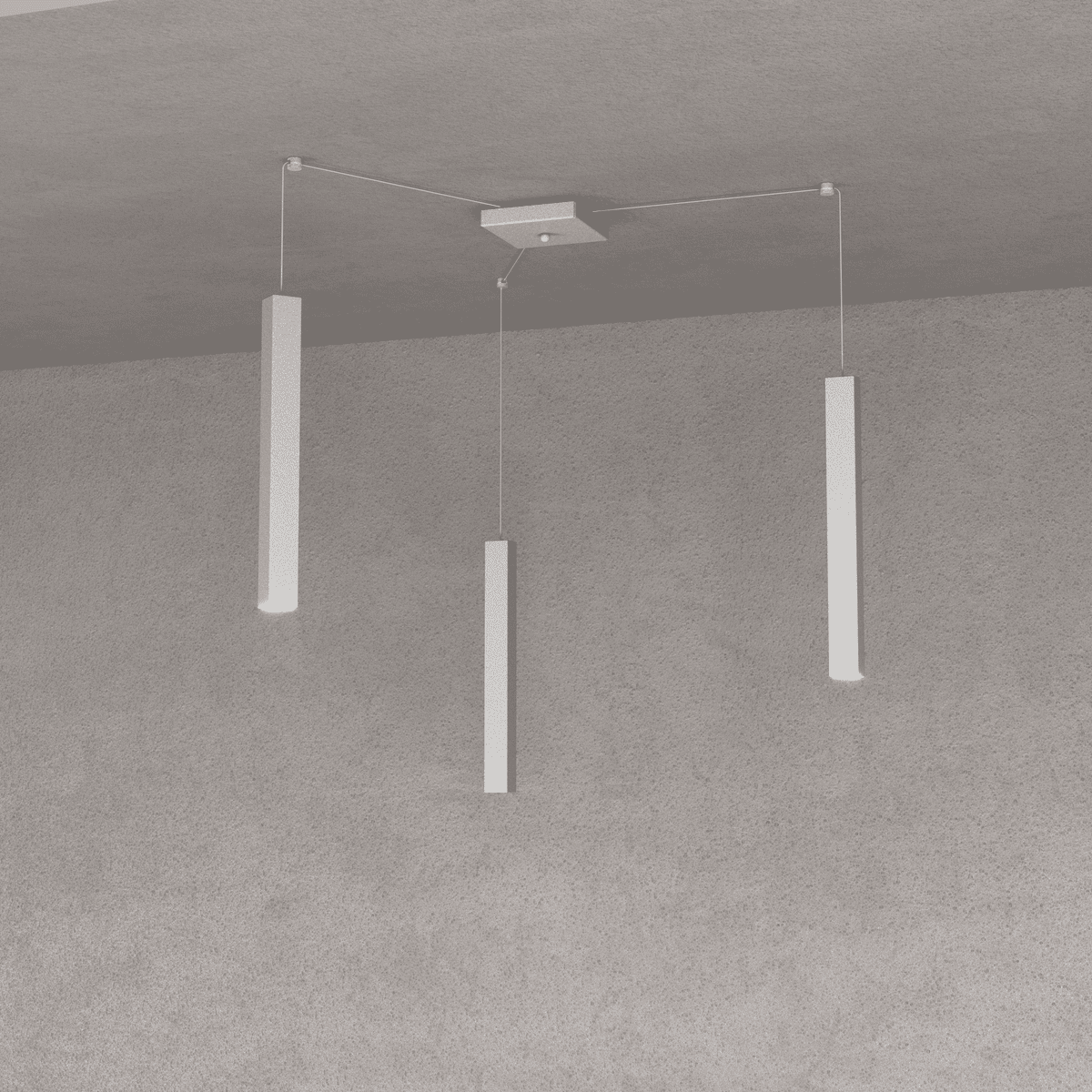 1173/S3-GR SQUARE TUBE SOSPENSIONE 3 LUCI GRIGIO CAVO CM.250 CON BASE