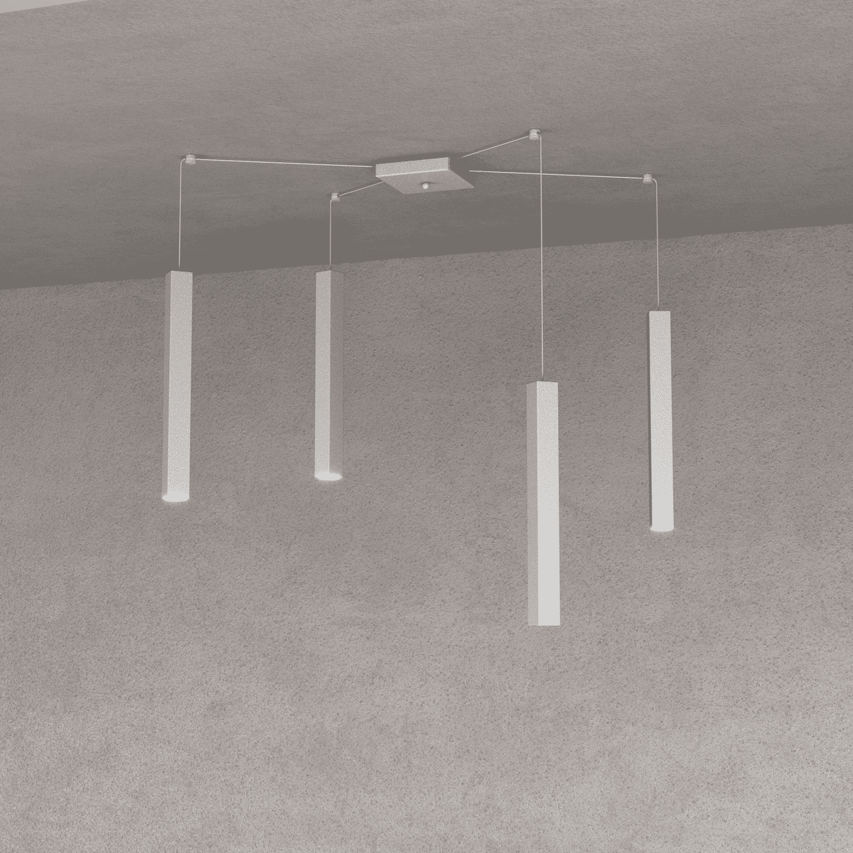 1173/S4-GR SQUARE TUBE SOSPENSIONE 4 LUCI GRIGIO CAVO CM.250 CON BASE
