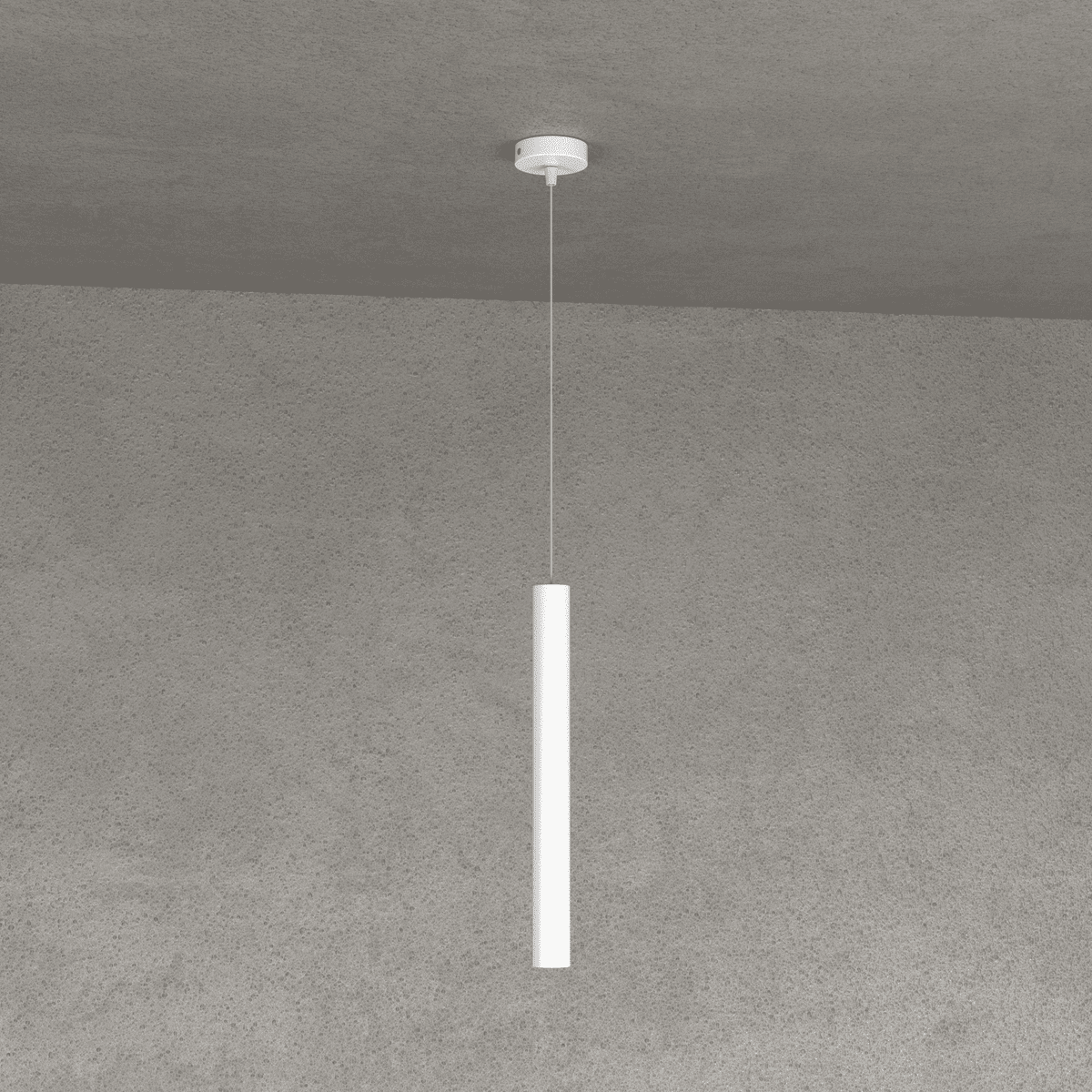 ROUND TUBE SOSPENSIONE 1 LUCE BIANCO CAVO CM.250 CON BASE
