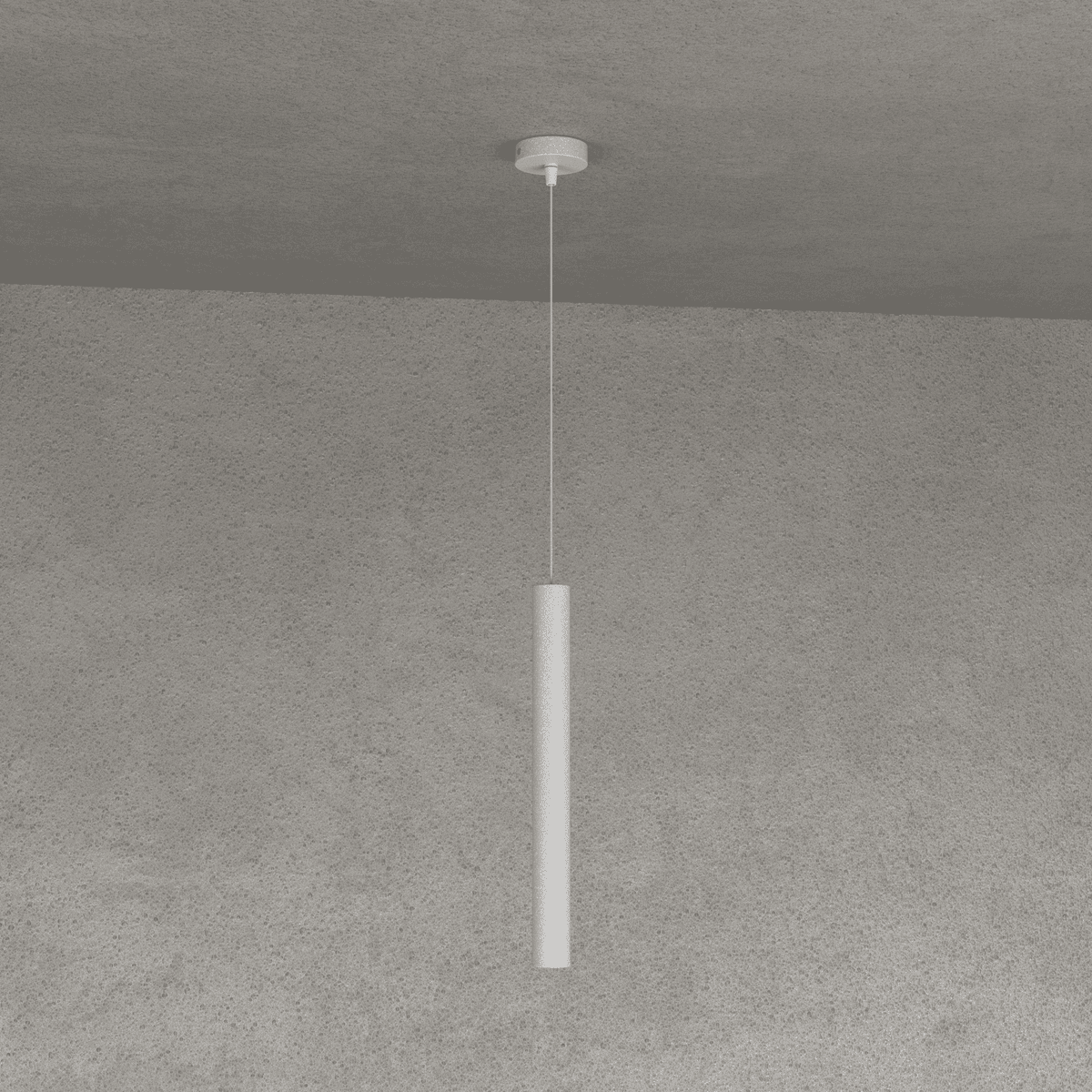 ROUND TUBE SOSPENSIONE 1 LUCE GRIGIO CAVO CM.250 CON BASE